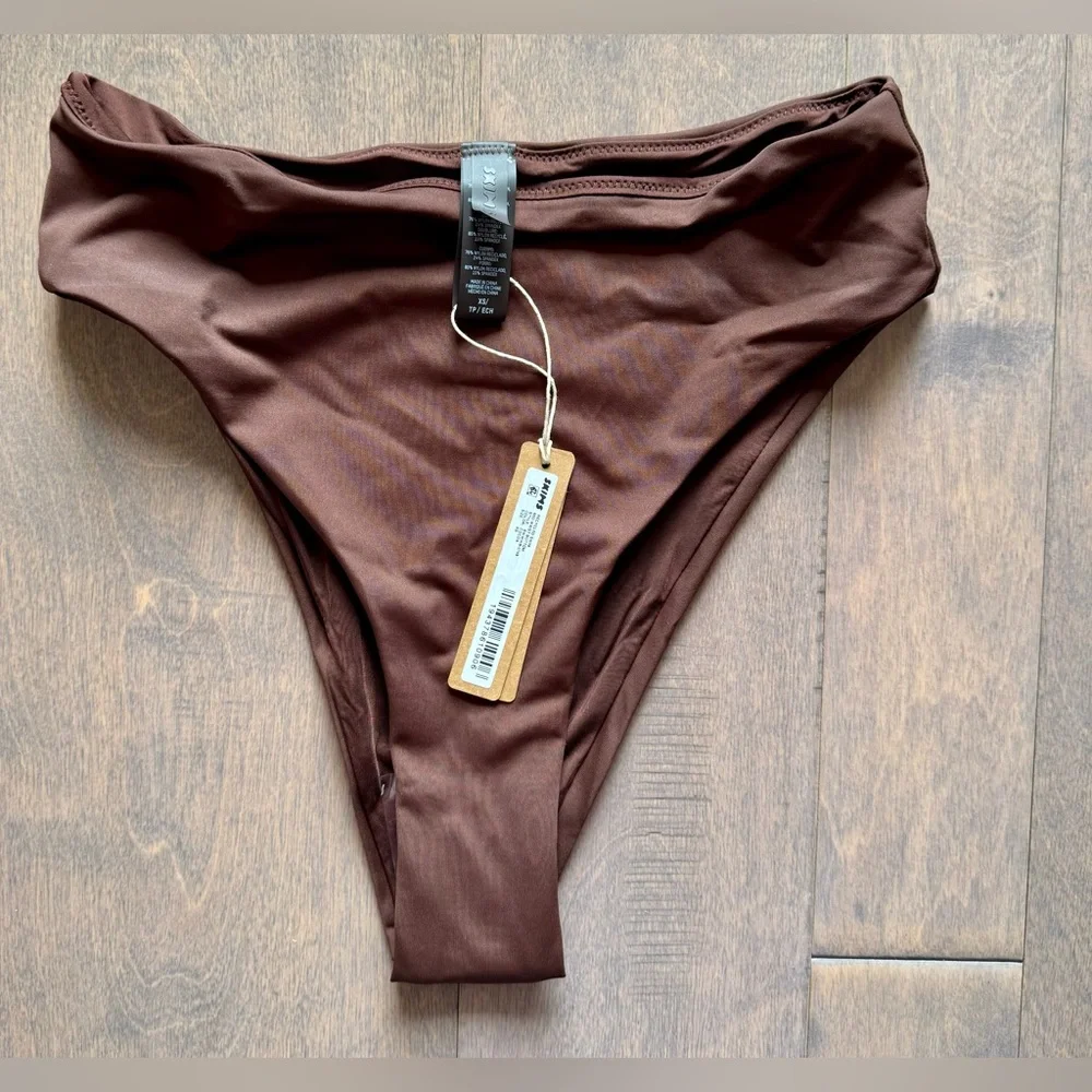 NWT SKIMS Swim Mid Waist Bottoms-Cocoa